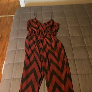 Black and burgundy jumpsuit